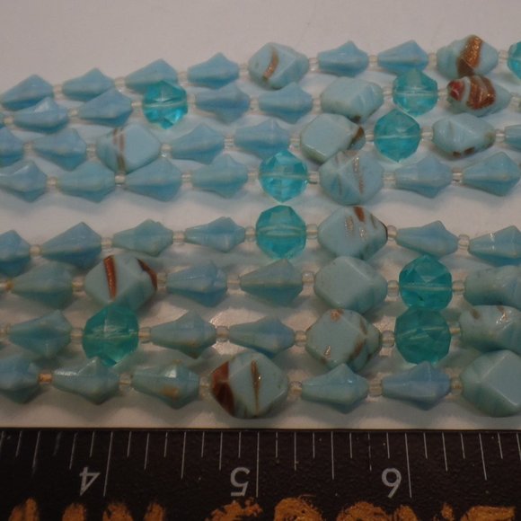 Hook Stamped Made in West Germany Multistrand Necklace (4) Adj 16" Blues - Picture 7 of 10